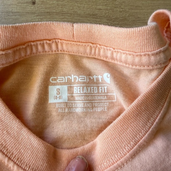 Carhartt Youth Peach Pocket T Shirt Relaxed Fit Soft Cotton Blend Workwear Tee - Picture 3 of 6